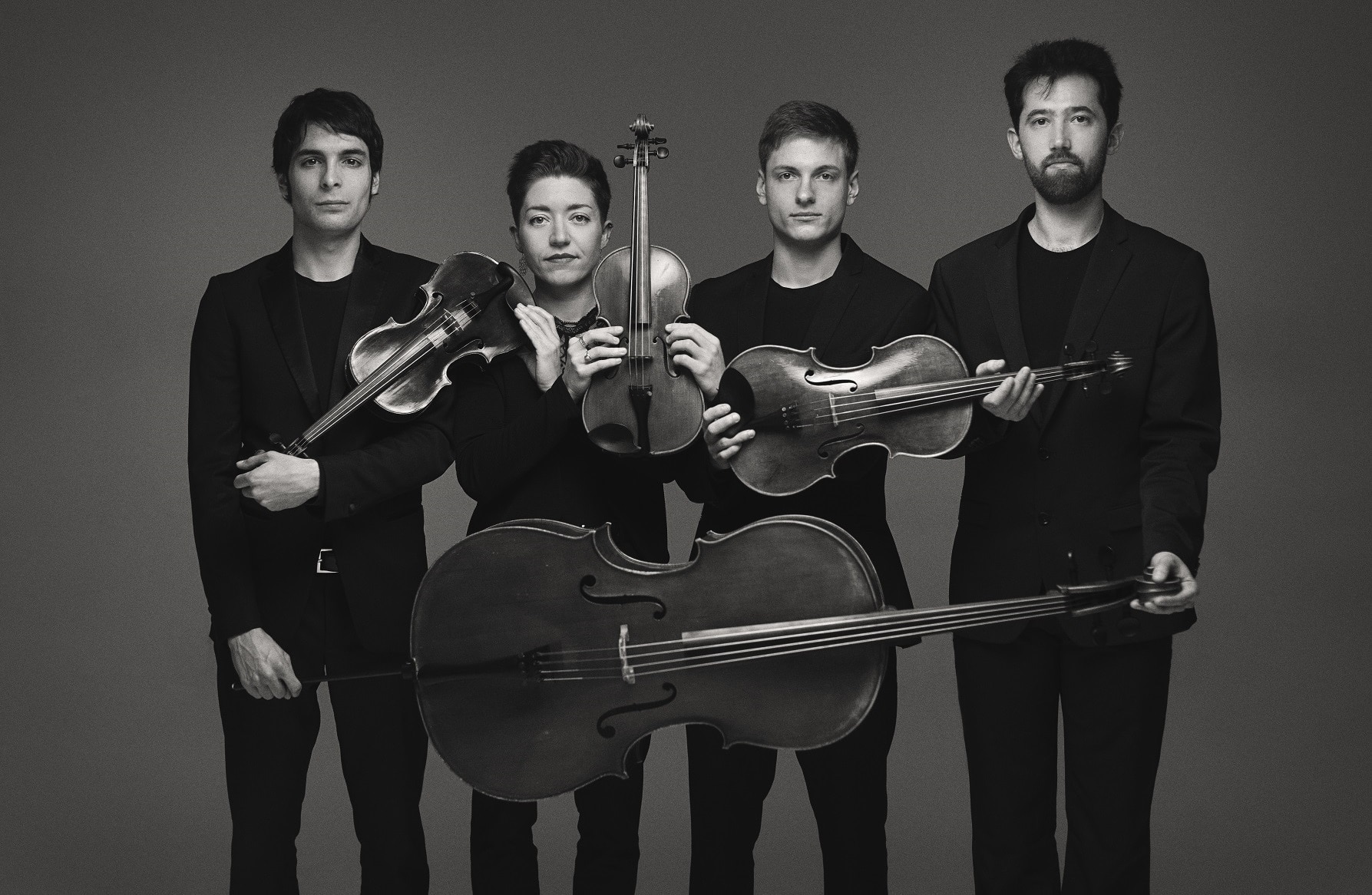 Photo du Quatuor Wassily, Vincent Forestier, Marine Faup-Pelot, Clément Hoareau et Raphaël Ginzburg